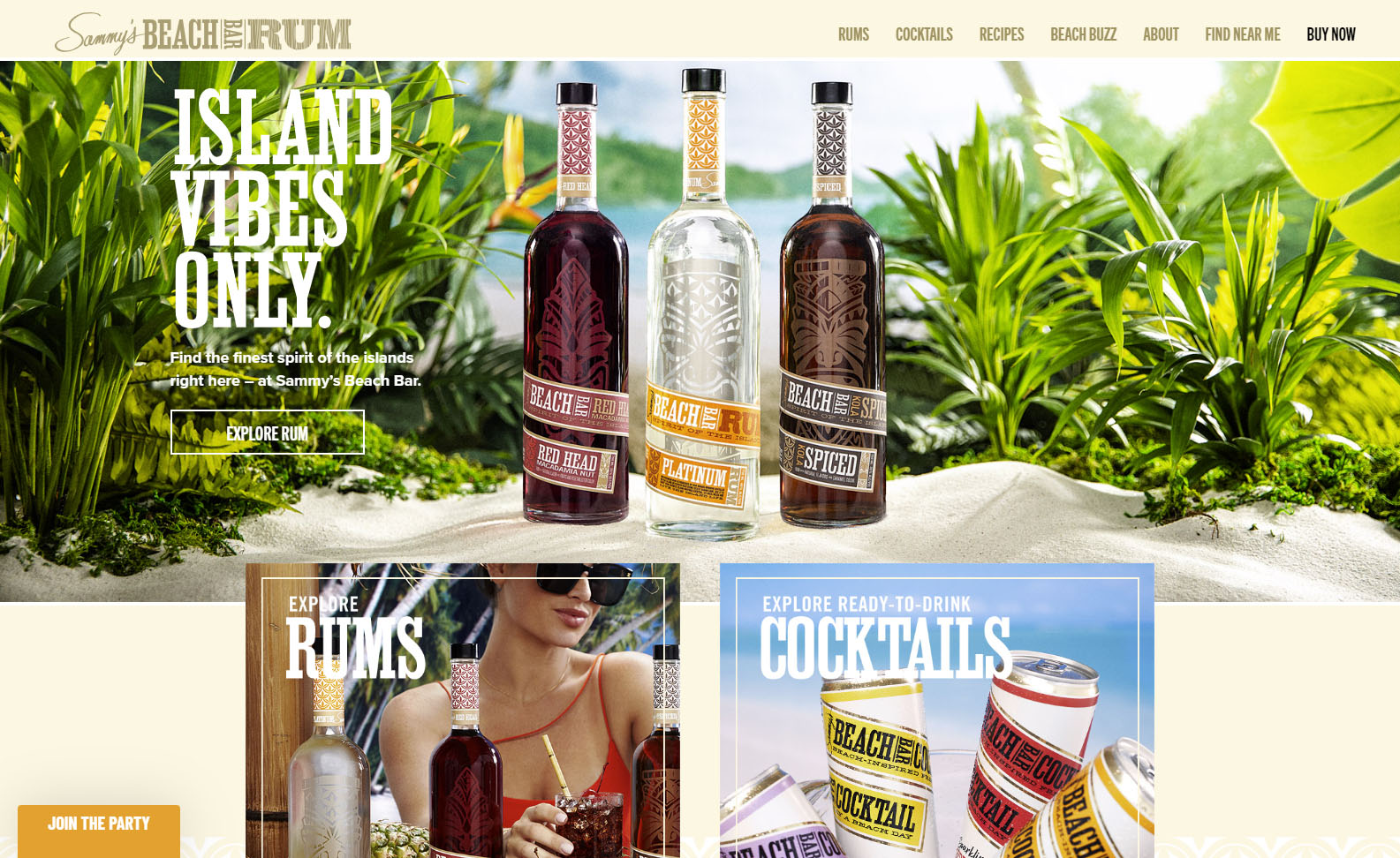Screenshot of Sammy's Beach Bar Rum Website