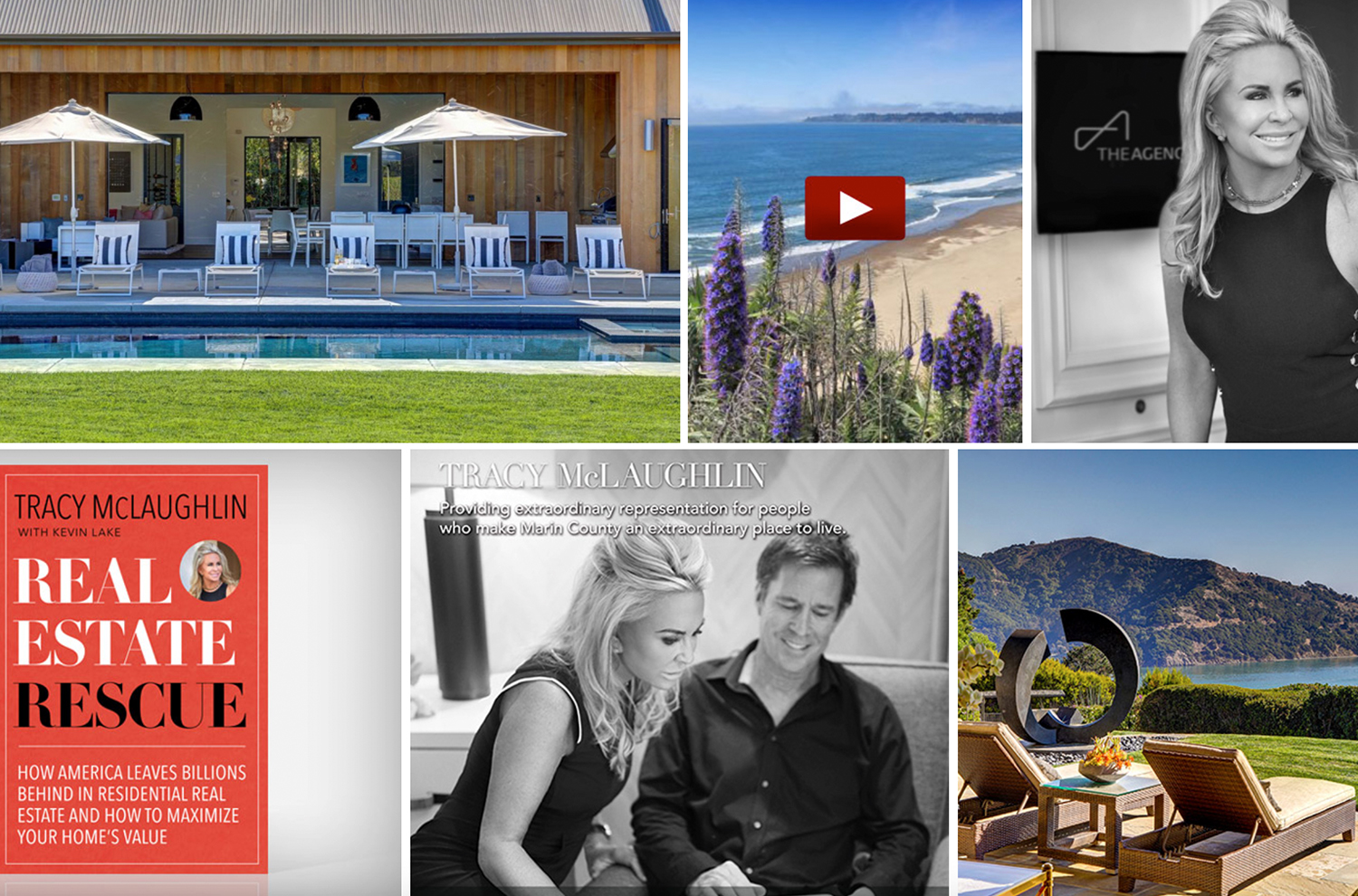 Tracy McLaughlin Collage of a home, video, and book regarding Tracy McLaughlin