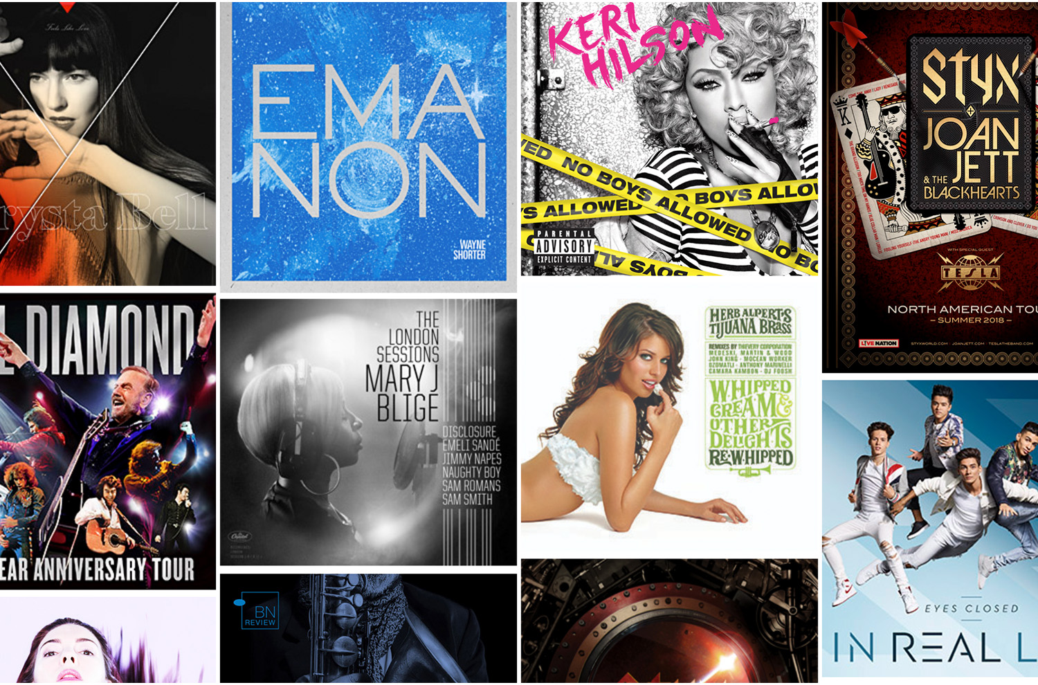 Album covers and images of Meatoes work within the music industry