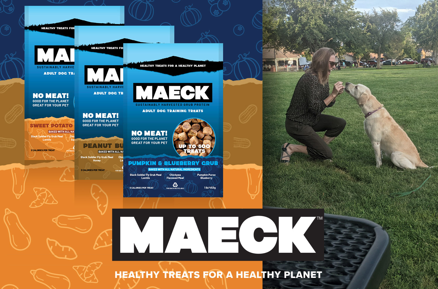 MAECK Launches an E-Commerce Website Woman and dog with Maeck pet treats